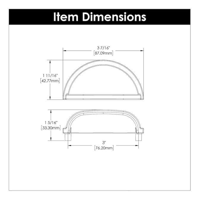 Hickory Hardware Williamsburg 3-in (76Mm) Center to Center Arch Cup Drawer Pull