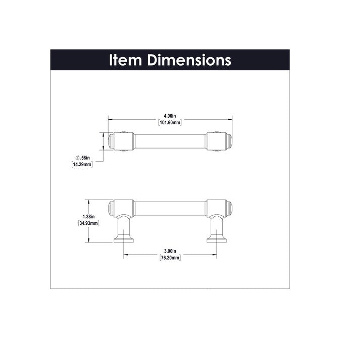 Hickory Hardware Piper (76mm) Center to Center Cylindrical Bar Drawer Pull