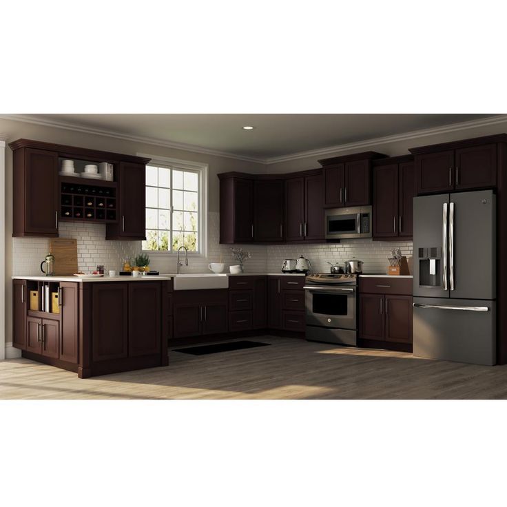 Shaker Assembled 36x34.5x24 in. Blind Base Corner Kitchen Cabinet in Java