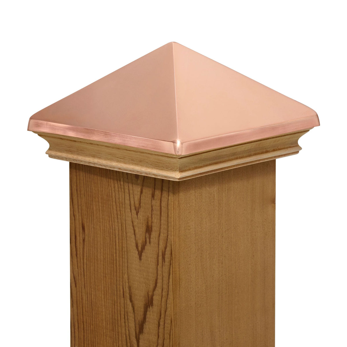 PERMAKAP 6-in x 6-in West Indies Pyramid One-Piece Sanded Copper Mahogany Deck Post Cap