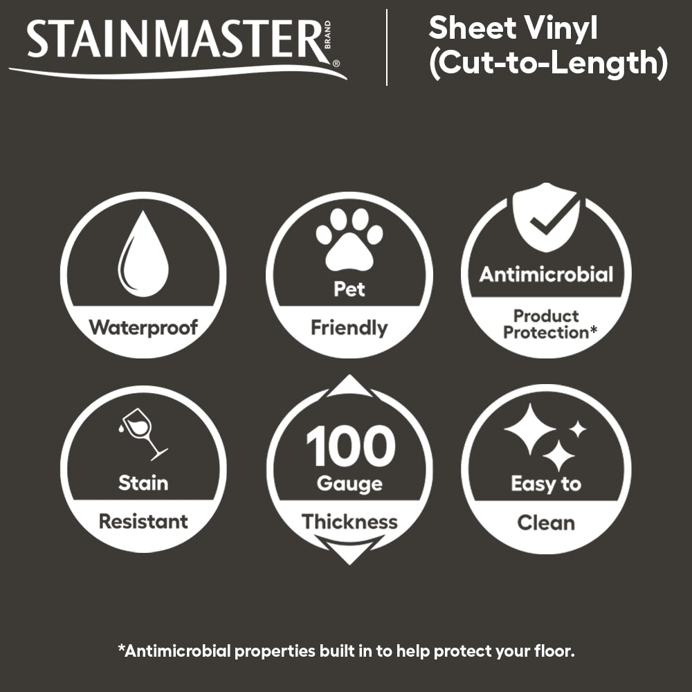 STAINMASTER 12-ft W Cut-to-Length Bilbao Tile Patterned Look Low-Gloss Sheet Vinyl Flooring