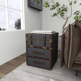 Grayson Lane Blue Upholstered 2 Drawer with Buckle Hinged Top 2-Drawer Accent Chest