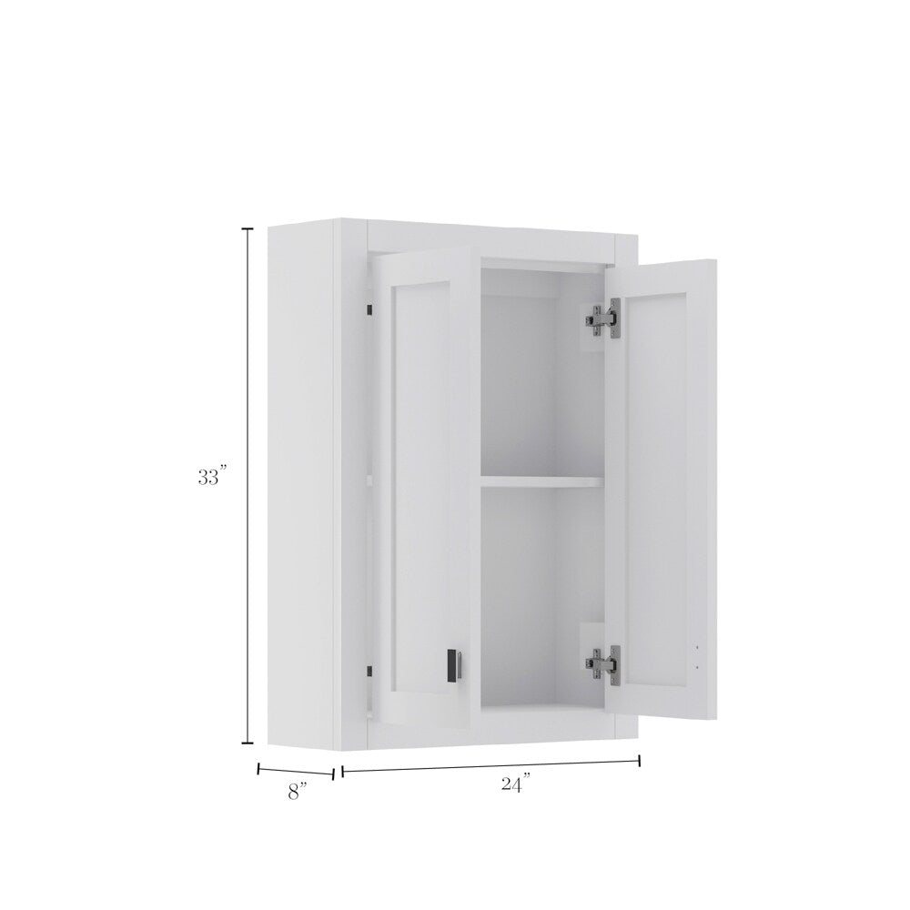 Water Creation Madison 24-in x 34-in x 8-in White Soft Close Bathroom Wall Cabinet