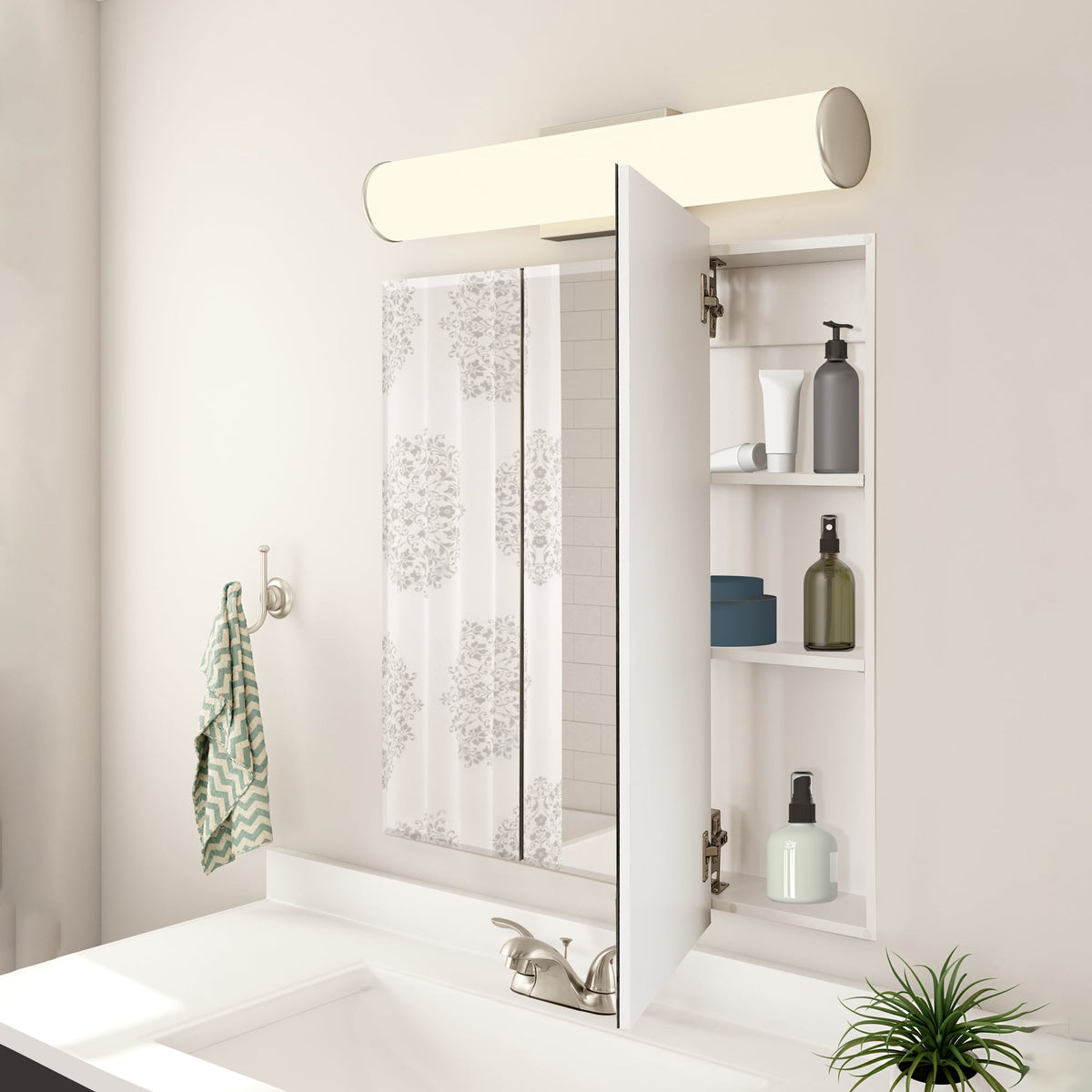 Design House Cyprus 25.1-in x 24.5-in Surface/Recessed Mount Clear Mirrored Medicine Cabinet