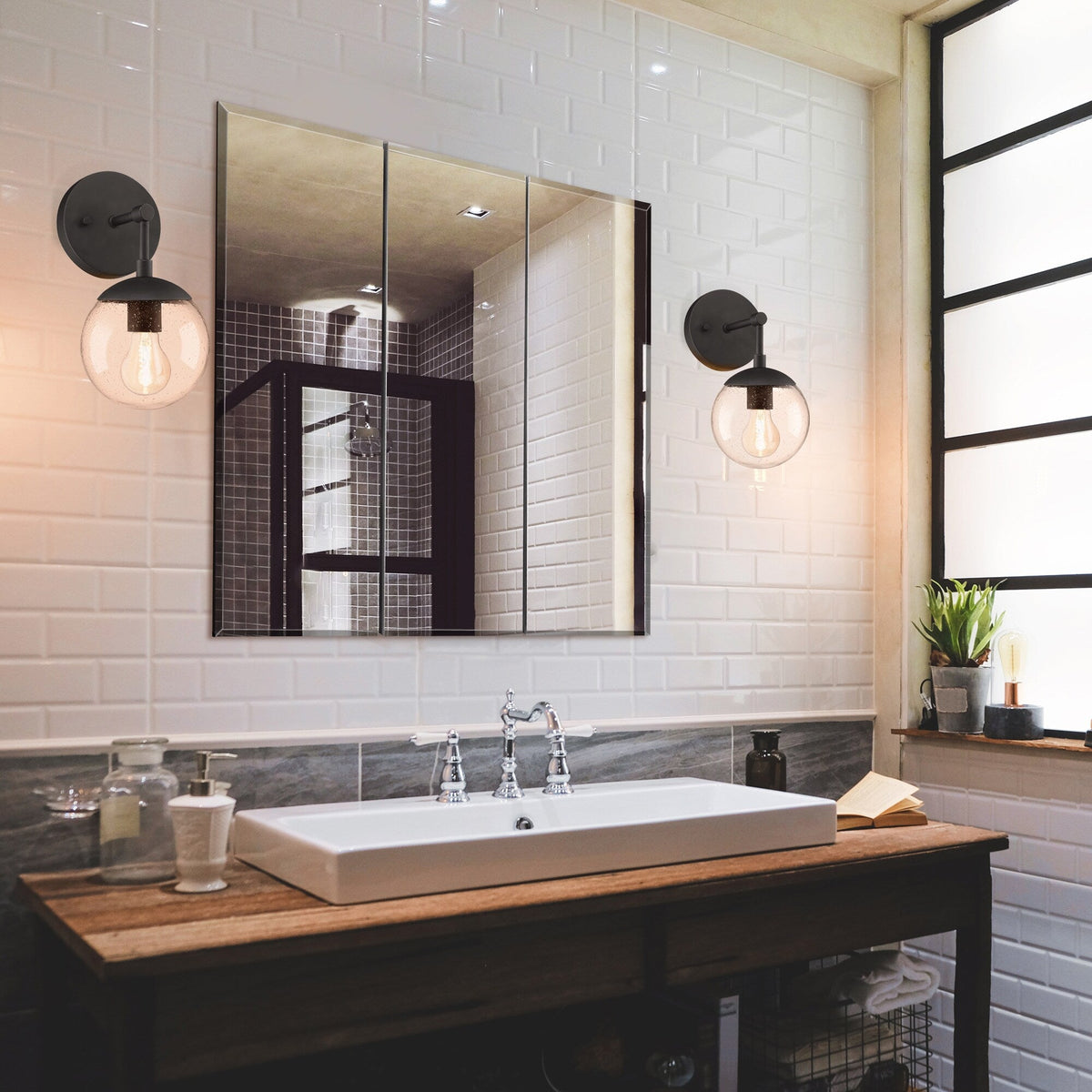 Design House Cyprus 25.1-in x 24.5-in Surface/Recessed Mount Clear Mirrored Medicine Cabinet