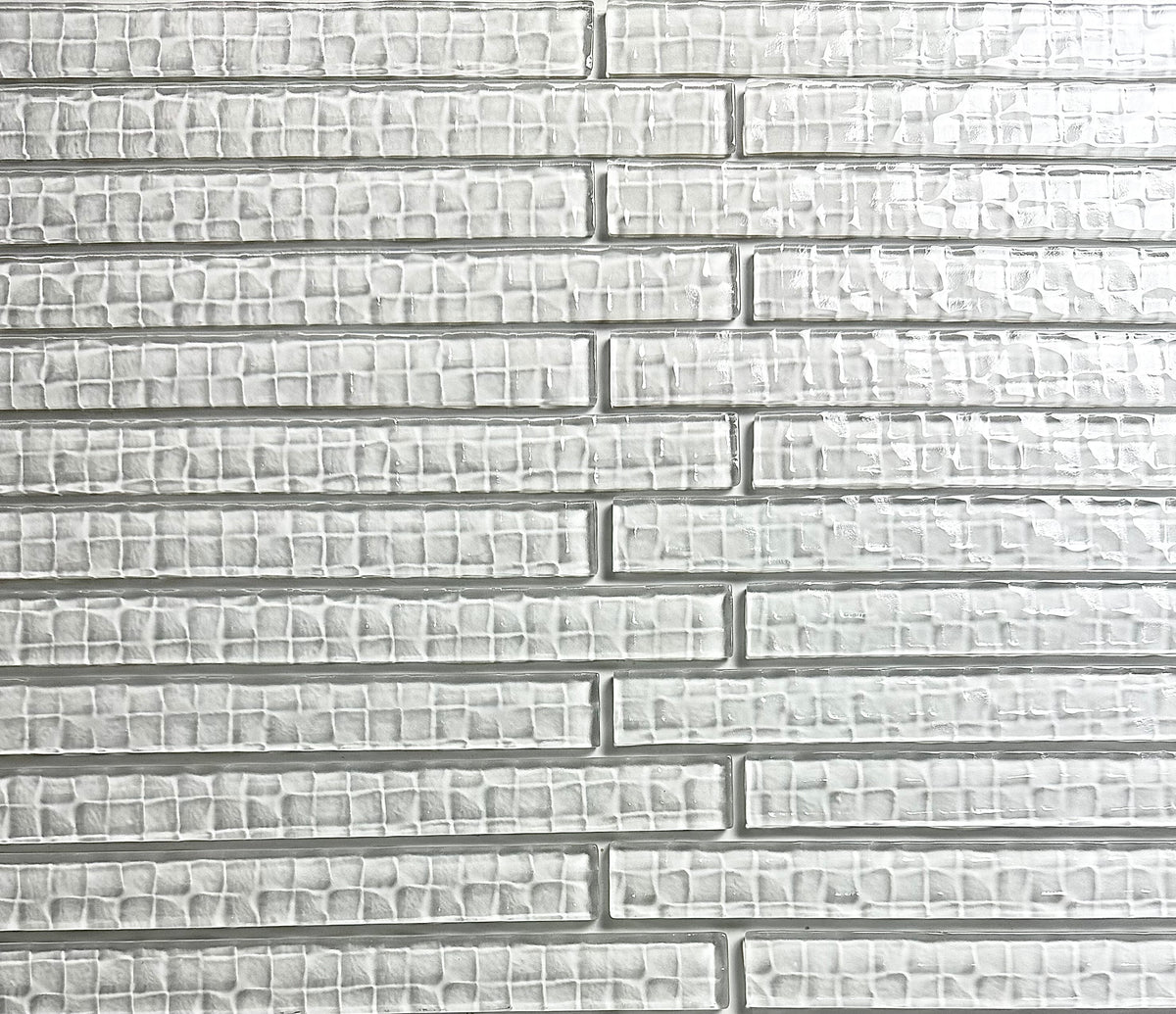 Abolos Metro Cubes Snow White 1-in x 12-in Grooved Glass Brick look Wall Tile product image