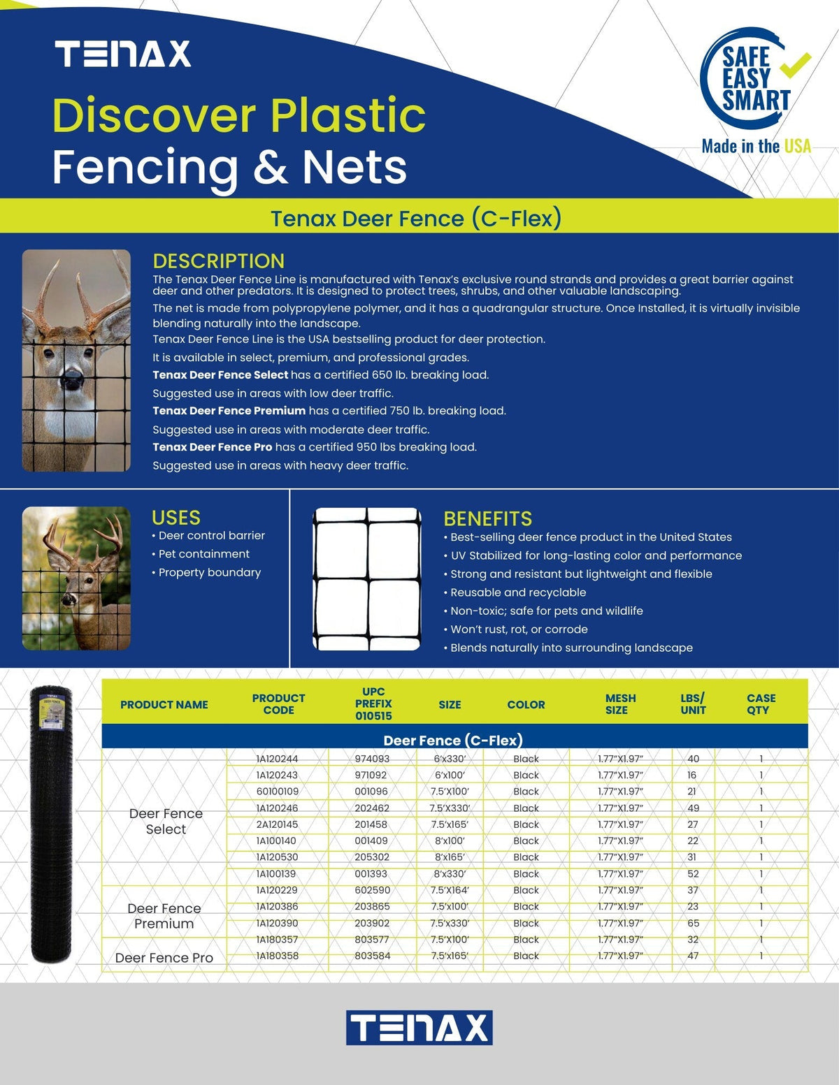 Tenax Black Plastic Extruded Mesh Roll Fencing, 330ft x 6ft, 2in x 2in Mesh