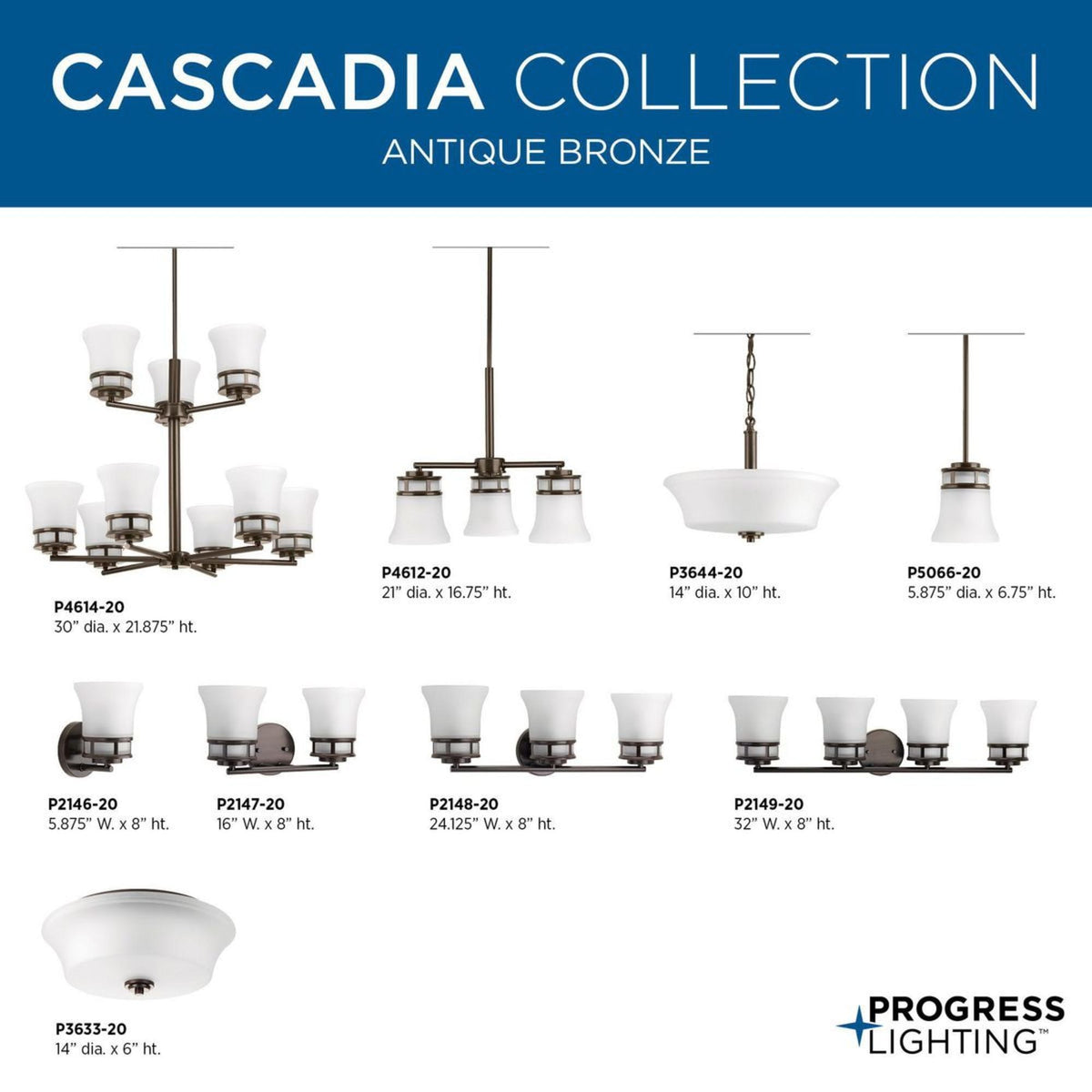 Progress Lighting Cascadia 3-Light Antique Bronze Transitional Chandelier