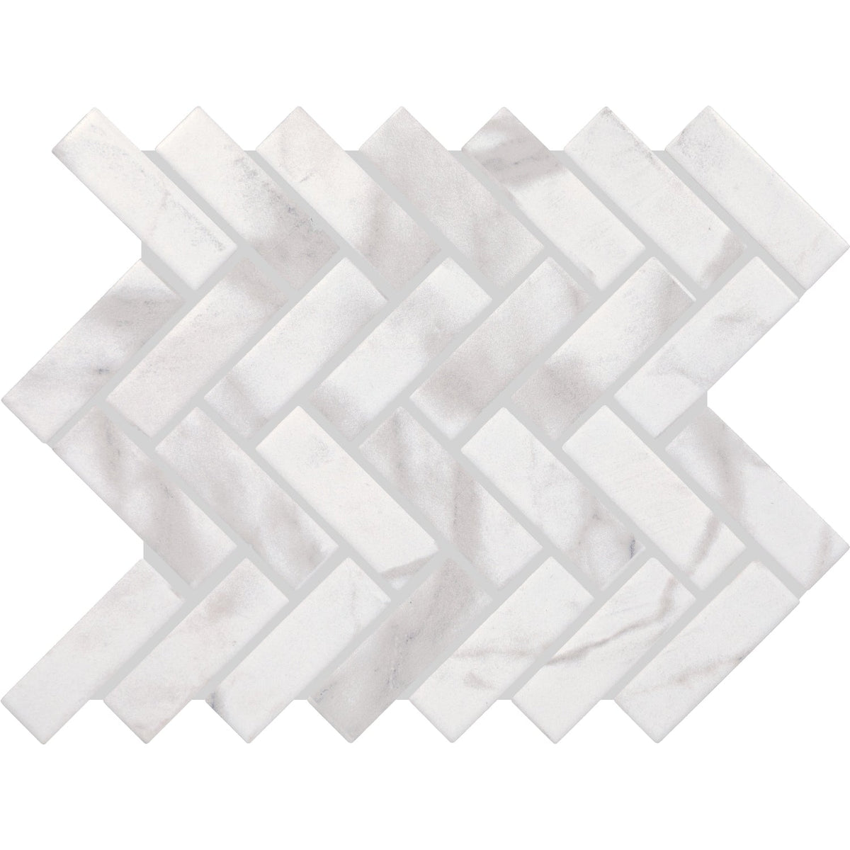 STAINMASTER Calacatta Silver 9-in x 12-in Matte Ceramic Marble look Herringbone Mosaic Floor and Wall Tile product image