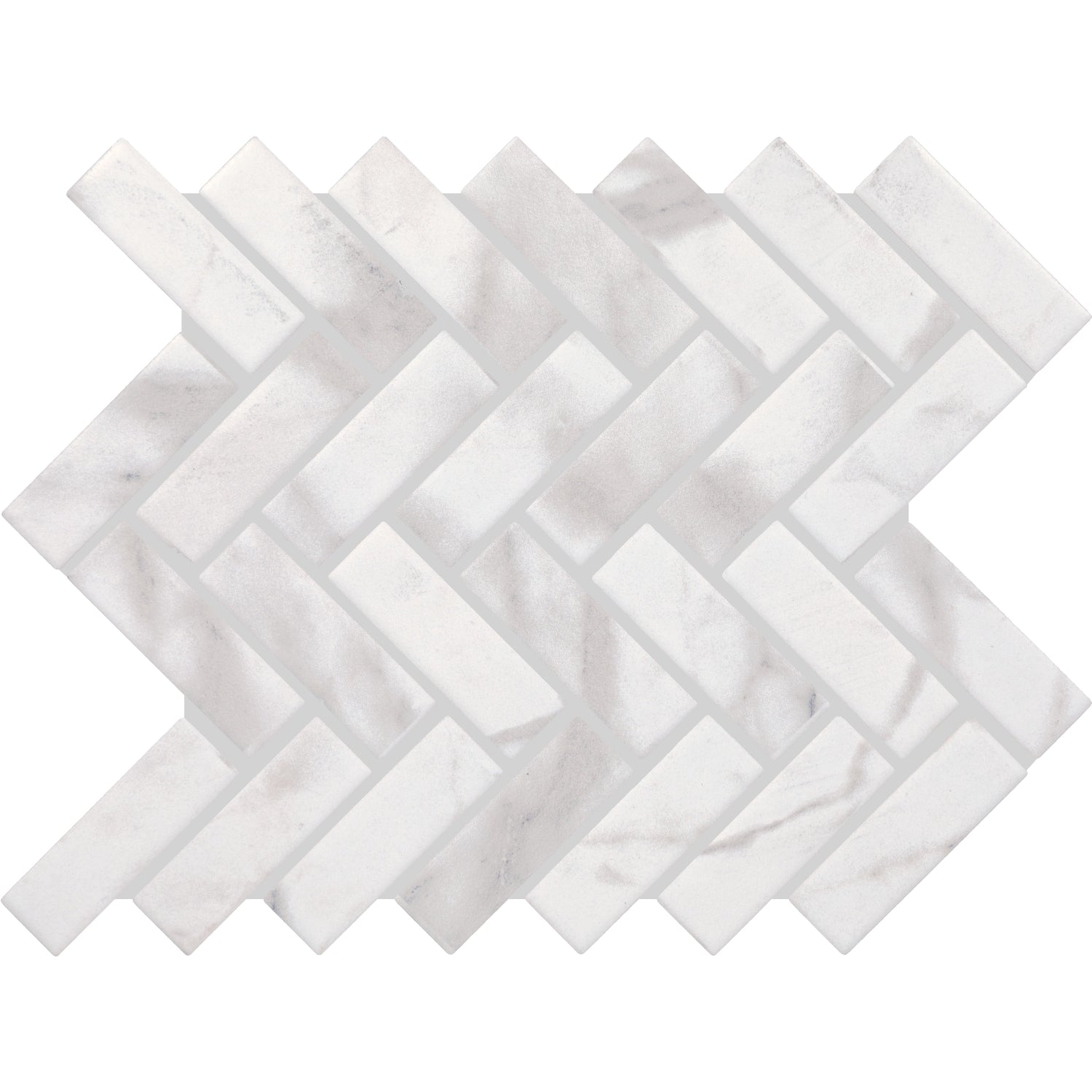 STAINMASTER Calacatta Silver 9-in x 12-in Matte Ceramic Marble look Herringbone Mosaic Floor and Wall Tile product image