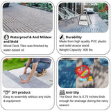Bybafun 12-in x 12-in 20-Pack Gray Pattern2 Prefinished Wood Deck Tile