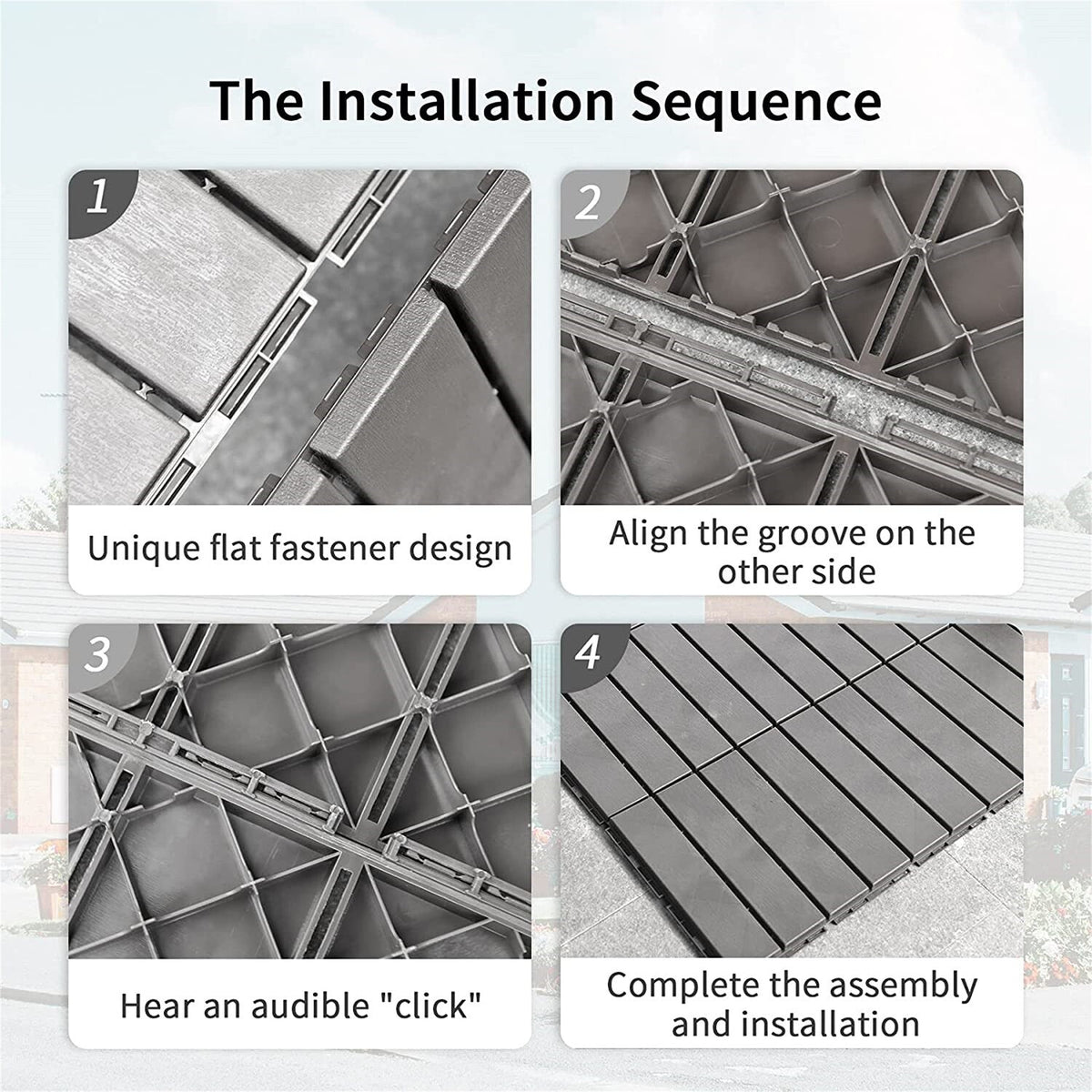 Bybafun 12-in x 12-in 9-Pack Gray Prefinished PVC Deck Tile