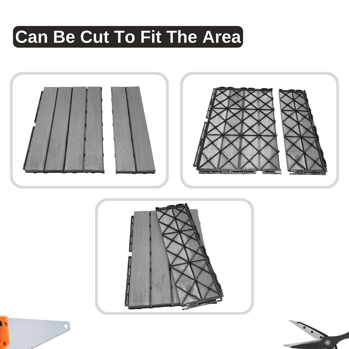 Bybafun 12-in x 12-in 20-Pack Gray Pattern2 Prefinished Wood Deck Tile