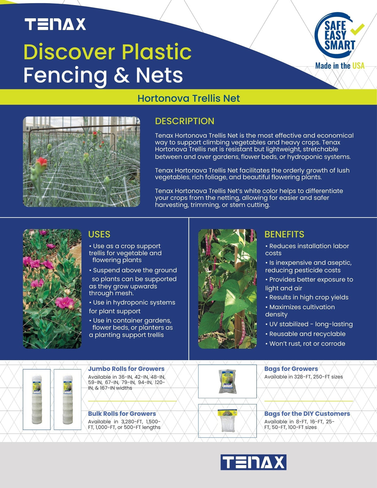Tenax Hortonova Trellis Net 3.5-ft x 328-ft White Plastic Safety Netting for Multi-purpose Use