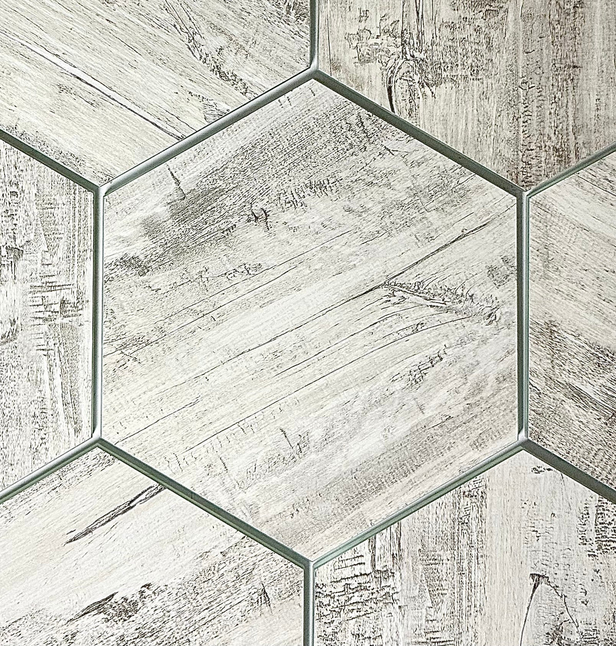 Abolos Nature Gray 8-in x 8-in Natural Glass Wood look Hexagon Wall Tile product image