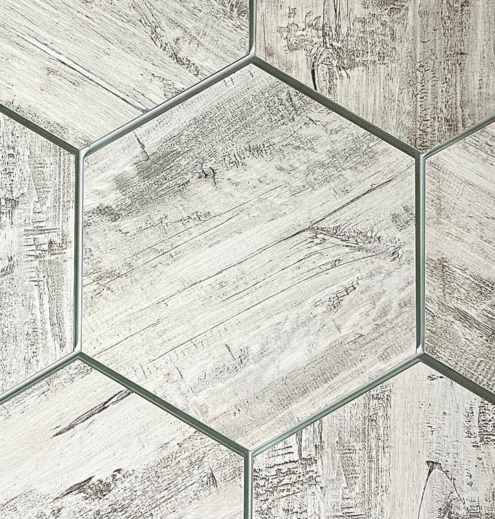 Abolos Nature Gray 8-in x 8-in Natural Glass Wood look Hexagon Wall Tile product image
