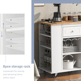 Bybafun White Mdf Base with Wood Top Rolling Kitchen Cart (29.3-in x 39.8-in x 33.7-in)