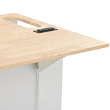 Bybafun White Mdf Base with Wood Top Rolling Kitchen Cart (29.3-in x 39.8-in x 33.7-in)