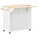 Bybafun White Mdf Base with Wood Top Rolling Kitchen Cart (29.3-in x 39.8-in x 33.7-in)