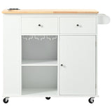 Bybafun White Mdf Base with Wood Top Rolling Kitchen Cart (29.3-in x 39.8-in x 33.7-in)