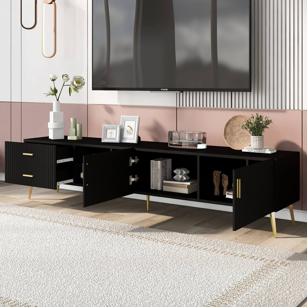 Yiekholo Modern/Contemporary Walnut Tv Cabinet (Accommodates TVs up to 65-in)