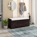 Yiekholo Casual Espresso Accent Bench with Storage Bench 42.7-in x 16-in x 17.4-in