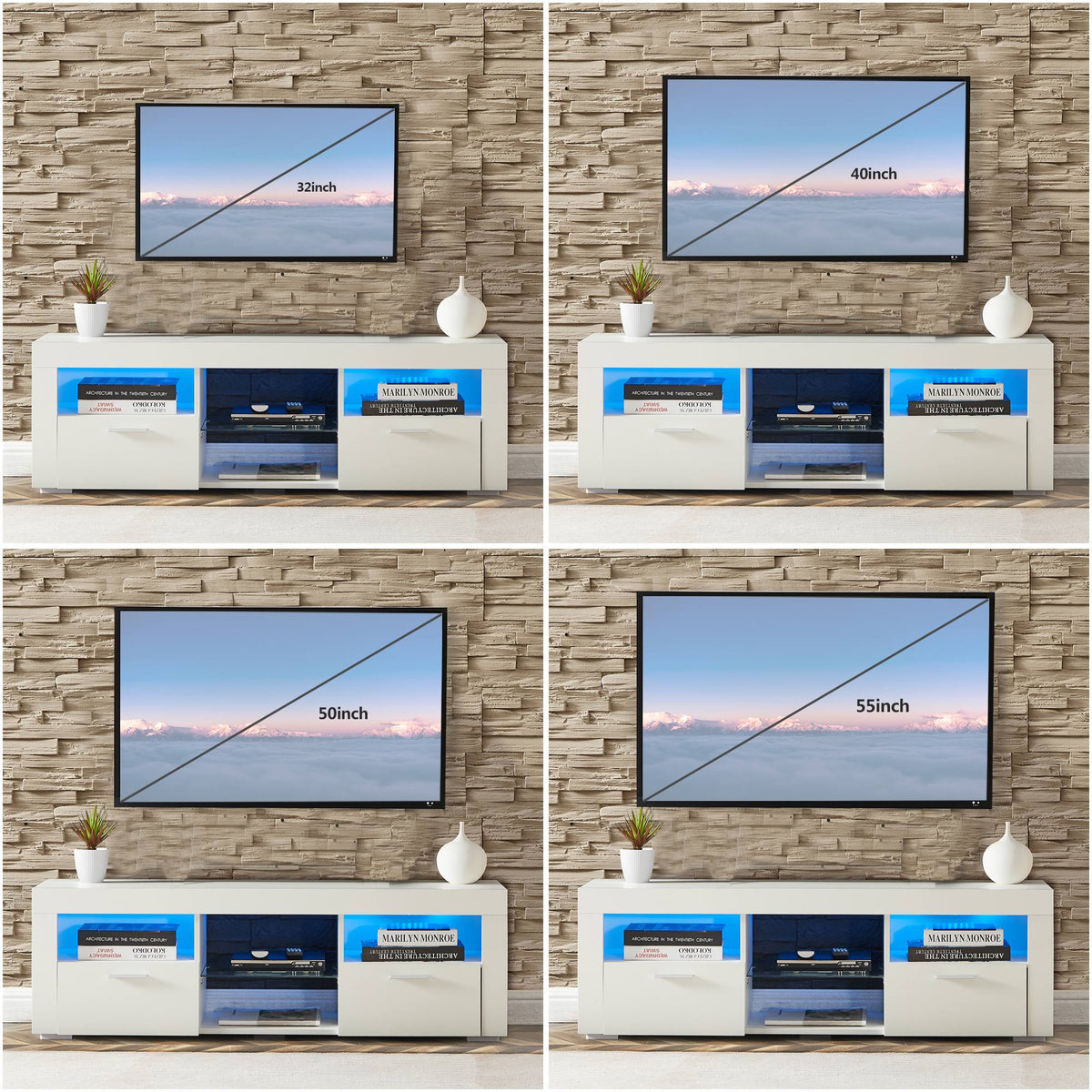 Yiekholo Modern/Contemporary White Tv Cabinet (Accommodates TVs up to 55-in)