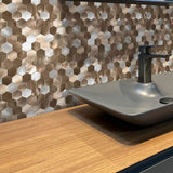 Apollo Tile Brisk Beige 11-in x 11-in Brushed PVC Hexagon Peel and Stick Wall Tile (8.79-sq. ft/ Carton)