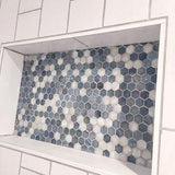 Apollo Tile Moonstone Blue 10-in x 11-in Glossy Glass Hexagon Floor and Wall Tile (8.63-sq. ft/ Carton)