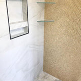Apollo Tile Gold 12-in x 12-in Glossy Glass Penny Round Stone Look Wall Tile (10.34-sq. ft/ Carton)
