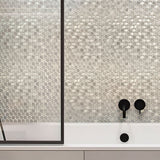 Apollo Tile White 12-in x 12-in Polished Glass; Stone Marble Penny Round Stone Look Floor and Wall Tile (4.83-sq. ft/ Carton)