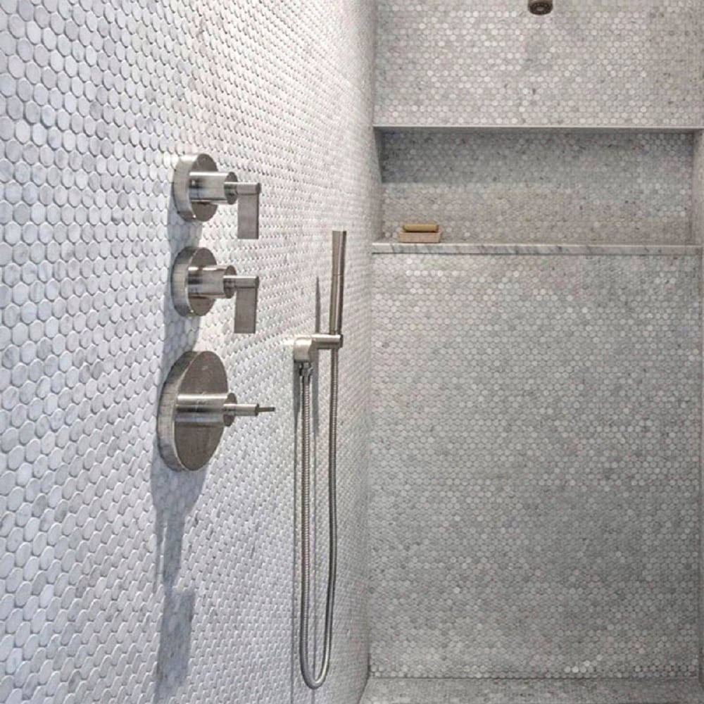 Apollo Tile Athens White 11-in x 12-in Honed Natural Stone Marble Penny Round Marble Look Floor and Wall Tile (4.83-sq. ft/ Carton)