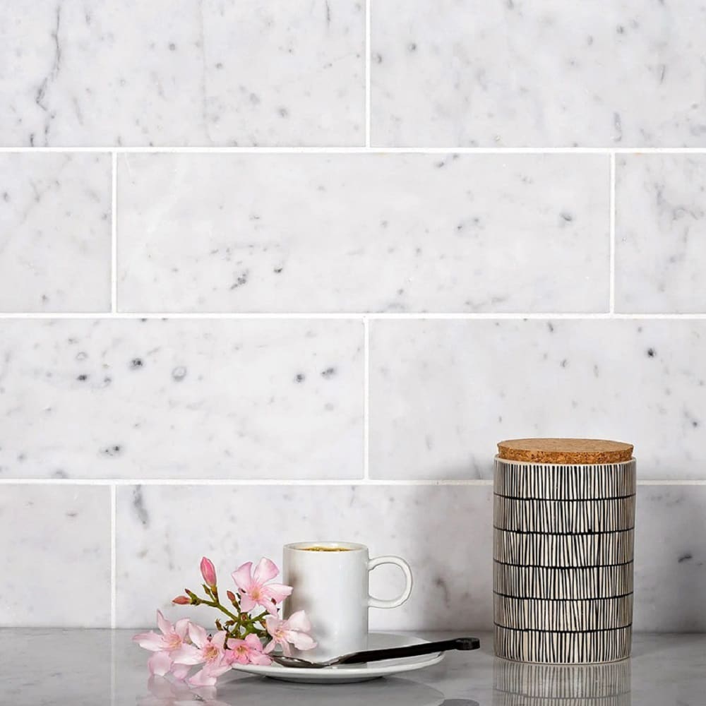 Apollo Tile White 4-in x 12-in Honed Natural Stone Marble Mixed Pattern Floor and Wall Tile (5-sq. ft/ Carton)