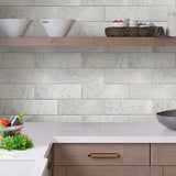 Apollo Tile White 4-in x 12-in Honed Natural Stone Marble Mixed Pattern Floor and Wall Tile (5-sq. ft/ Carton)
