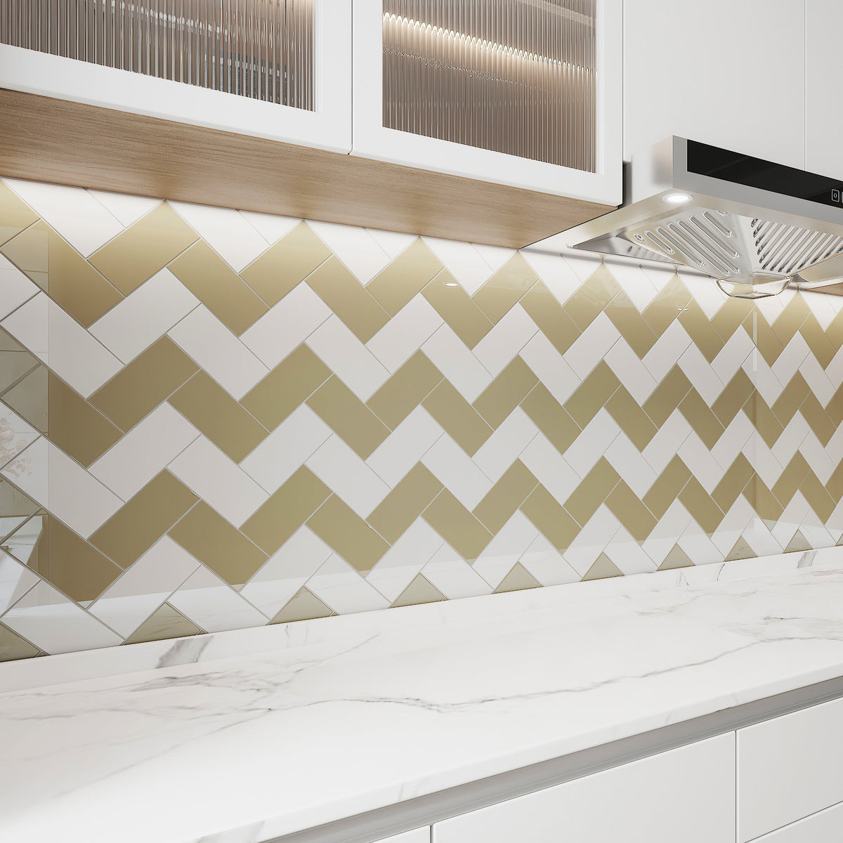 Giorbello Classic Premium Light Taupe 3-in x 6-in Glossy Glass Subway Wall Tile (5-sq. ft/ Carton)