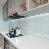 Giorbello (Sample) 3x6 Glass Subway Tiles Baby Blue 3-in x 6-in Glossy Glass Brick Subway Wall Tile
