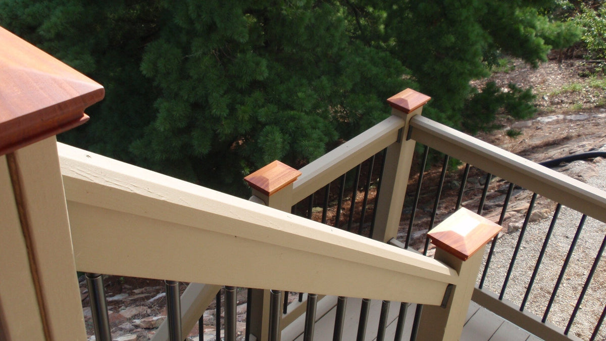 PERMAKAP 4-in x 4-in Pyramid One-Piece Sanded Wood Mahogany Deck Post Cap