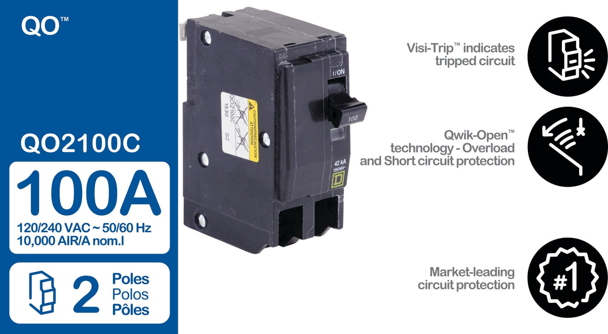 Schneider Electric Square D QO 100 Amp 2-Pole Circuit Breaker