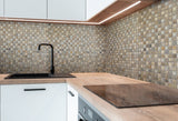 Apollo Tile Mini Square Beige and Brown 12-in x 12-in Glossy Glass; Stone Quartz Uniform Squares Floor and Wall Tile (4.75-sq. ft/ Carton)