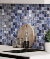 Apollo Tile (Sample) Wall Tile Mini Square Gray and Blue 4-in x 4-in Glossy Glass/Metal/Stone Marble Wall Tile
