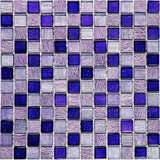 Apollo Tile Phoenix Purple and Blue Mini Squares 12-in x 12-in Polished Glass, Stone Marble Uniform Squares Wall Tile (4.83-sq. ft/ Carton)