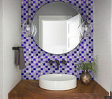 Apollo Tile Phoenix Purple and Blue Mini Squares 12-in x 12-in Polished Glass, Stone Marble Uniform Squares Wall Tile (4.83-sq. ft/ Carton)