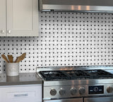 Apollo Tile White, Black 12-in x 12-in Polished Natural Stone Marble Basketweave Wall Tile (5-sq. ft/ Carton)