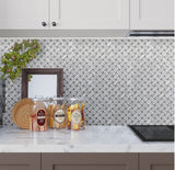 Apollo Tile White, Beige 11-in x 11-in Polished Natural Stone Marble Basketweave Marble Look Floor and Wall Tile (4.47-sq. ft/ Carton)