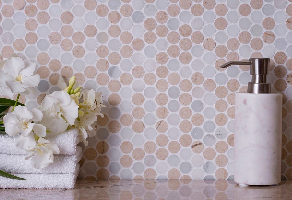 Apollo Tile (Sample) Floor and Wall Tile Gray and Beige 4-in x 4-in Polished Marble Floor and Wall Tile