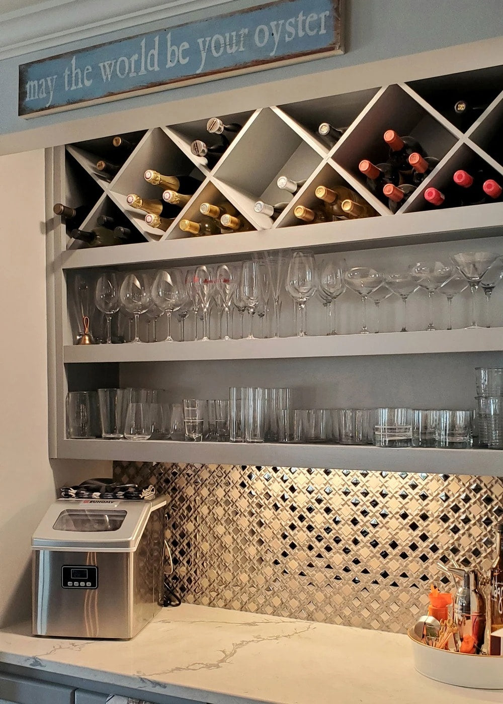 Apollo Tile (Sample) Wall Tile Silver 4-in x 4-in Polished Glass/Metal/Stone Marble Wall Tile