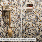 Apollo Tile Beige, Brown, Yellow 12-in x 12-in Polished Glass Penny Round Patterned Wall Tile (5-sq. ft/ Carton)