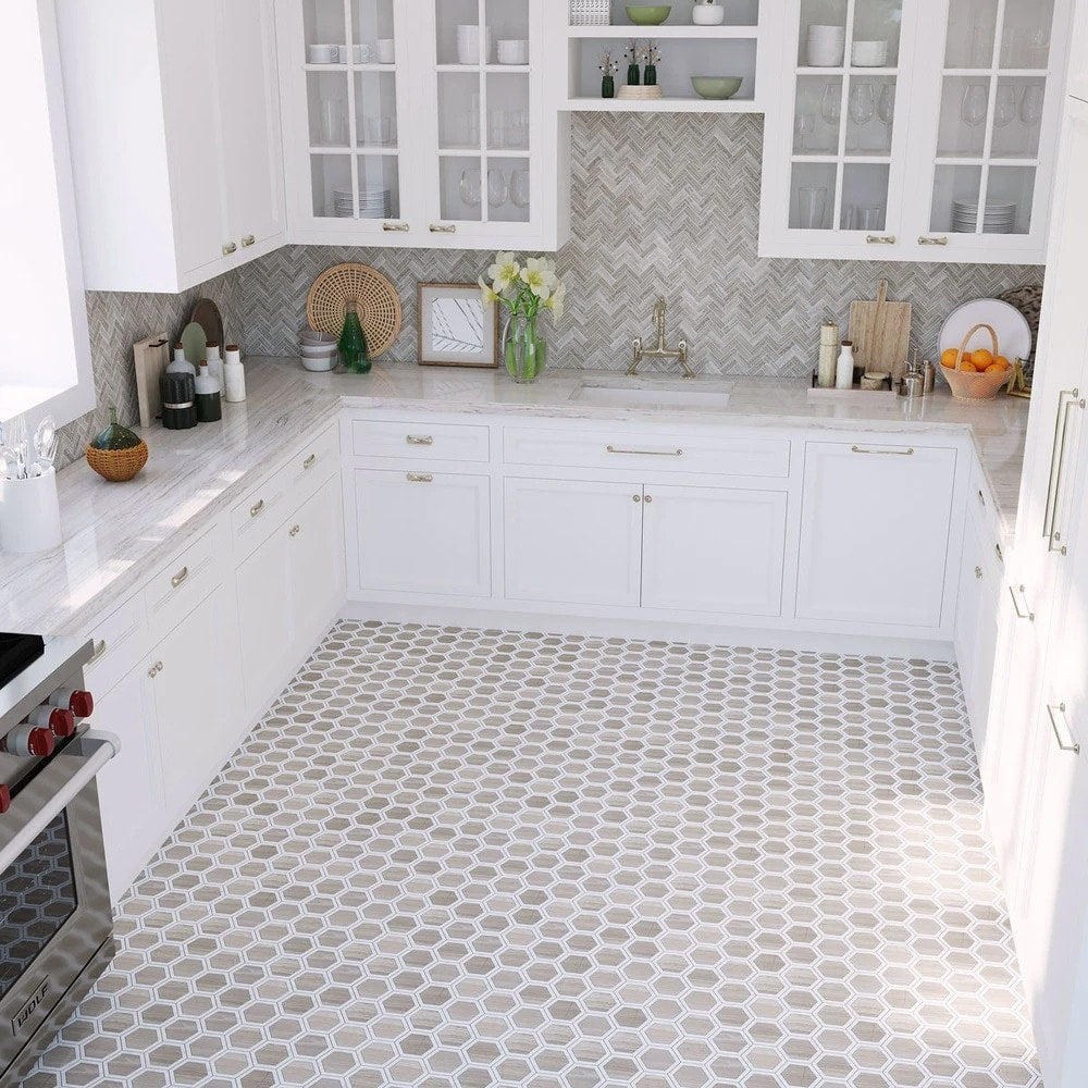 Apollo Tile Gray 5-in x 13-in Polished Natural Stone Marble Honeycomb Marble Look Wall Tile (5.48-sq. ft/ Carton)