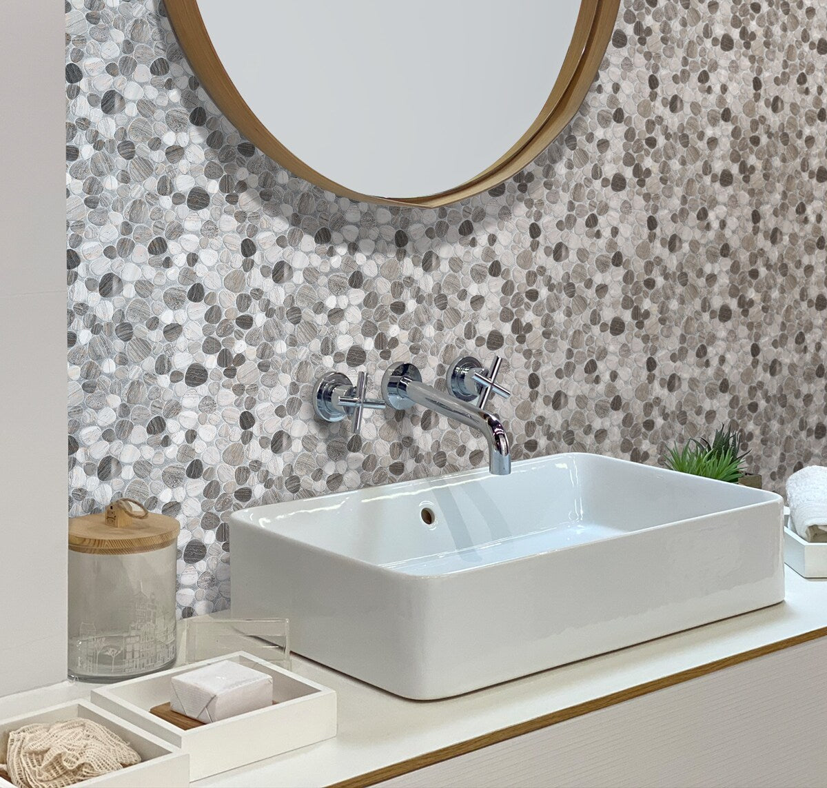 Apollo Tile Desert Hills Gray 12-in x 13-in Polished Natural Stone Marble Random Patterned Floor and Wall Tile (5.08-sq. ft/ Carton)