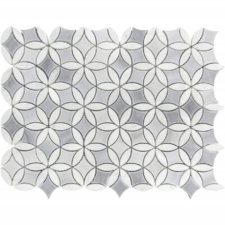 Apollo Tile Indigo Gray and White 12-in x 15-in Polished Natural Stone Marble Pinwheel Patterned Floor and Wall Tile (6.18-sq. ft/ Carton)